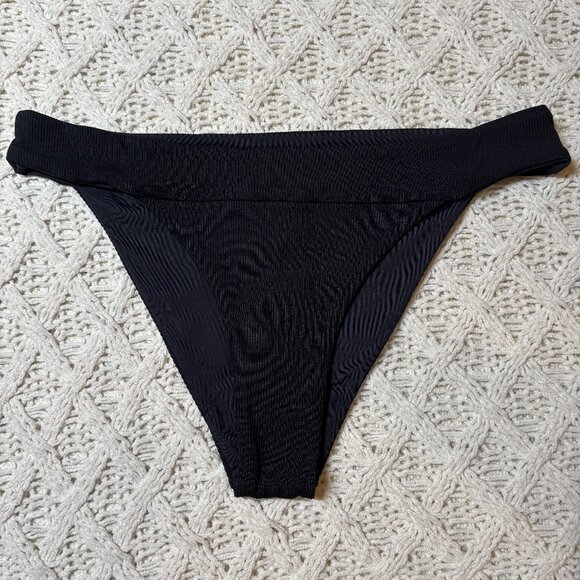 NWT‎ L*Space Veronica Bikini Bottom Black Ribbed High-Leg Swimwear Women’s XL - Picture 2 of 5